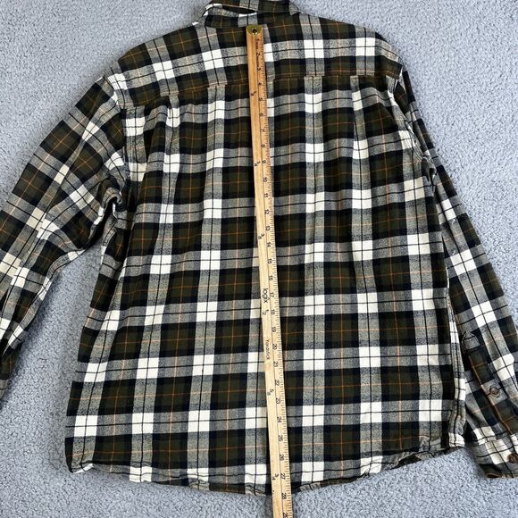 Carhartt Flannel Shirt Men Large Green Plaid Relaxed Button Workwear SPOTS PAINT - Picture 12 of 16